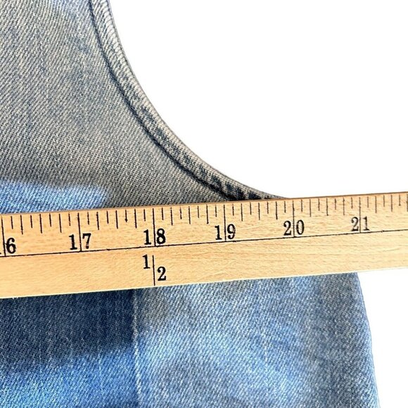 Cloth & Stone Sz L High Low Sleeveless Button Up Blouse Tencel Chambray Blue - Picture 10 of 11